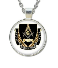 Masonic Glass Necklace Pendant Brotherly Love Message Symbol for Freemasons