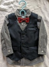 Toddler 18 Month Old Suit, Includes Pants, Shirt, Vest, And Bow Tie.