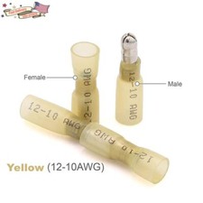 100PCS Yellow Waterproof Heat Shrink Bullet Male Female Crimp Terminal Connector