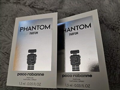2 x Paco Rabanne Phantom Men's  PARFUM Sample Spray .05oz, 1.5ml New in Card