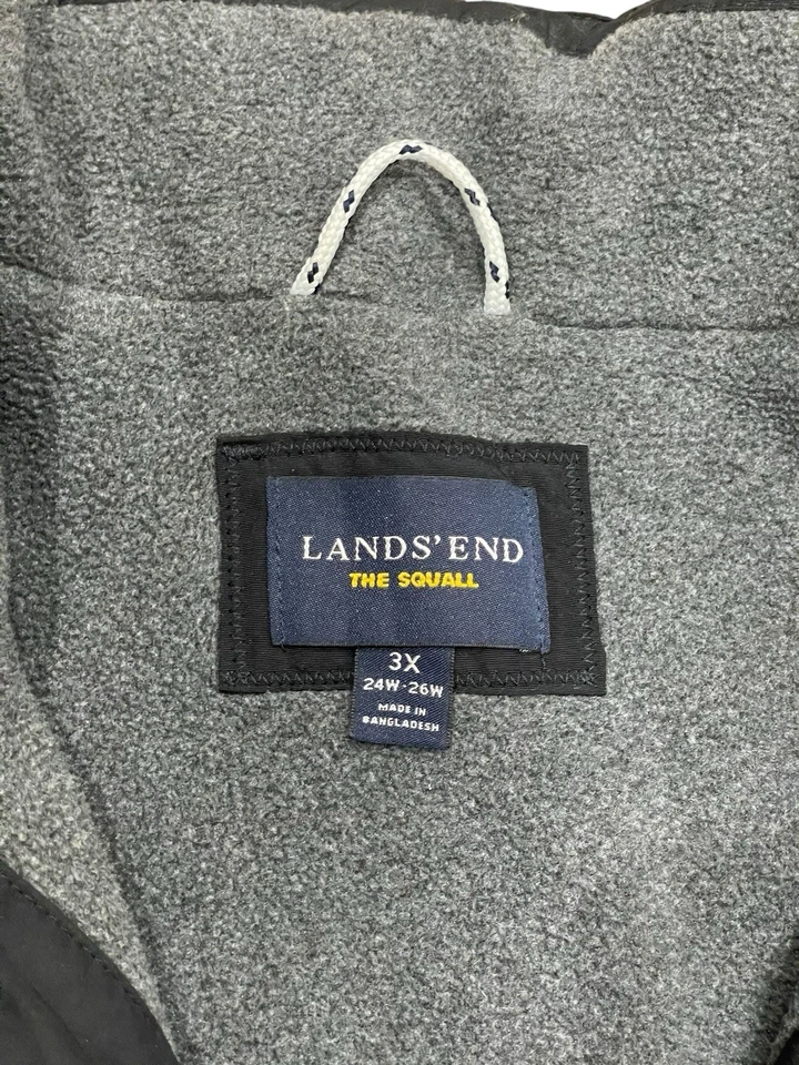 Maxi Chaqueta Lands End Squall Stadium Extra Larga Mujer 3X Parka Negra Impermeable Foto 4 de 4