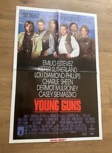 YOUNG GUNS, Movie Poster for VHS,  27X41, folded, Emilio Estevez+ Charlie Sheen 