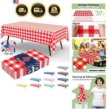 4 Packs Buffalo Disposable Table Cloth, 54 x 108 Inch Waterproof Plastic Tabl...