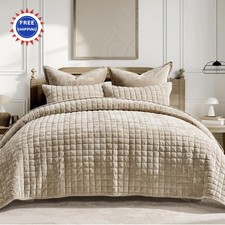 RECYCO Luxury Velvet Quilt Set King Size Bedding Sets Ultra Soft Velvet