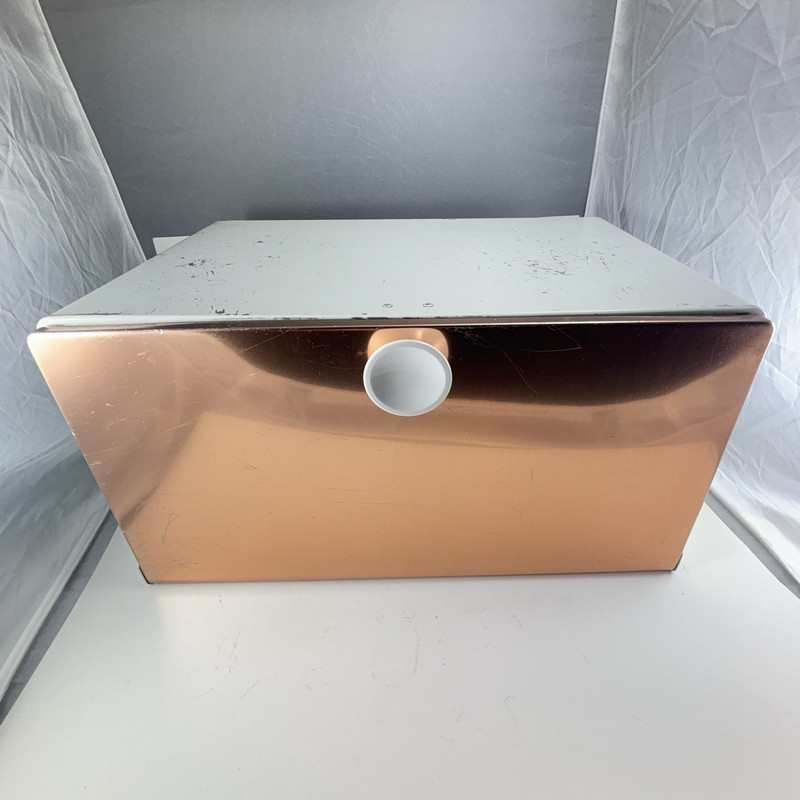 VNTG - Mirro Large Metal Bread Box HTF Cutting board Shelf Silver/Copper/White