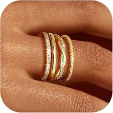 Stackable Rings for Women Non Tarnish 14K Gold Plated Dainty Cubic Zirconia Ring
