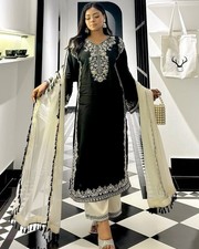 Bollywood Party Wear Kurta Pant Dupatta Set Indian Pakistani Salwar Kameez Kurti