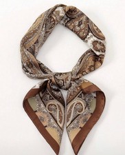 Brown Paisley Scarf Square Satin Hair Head Neck Wrap Scarf 27 Inch