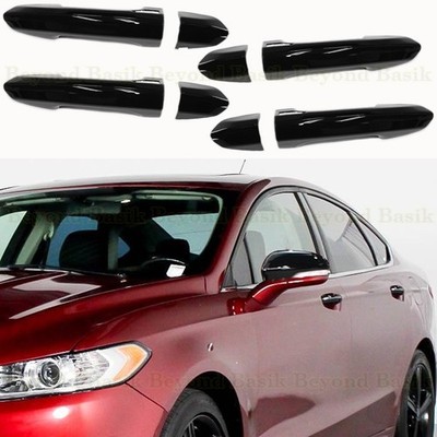 2013-2020 Ford Fusion 16-23 Edge GLOSS BLACK Door Handle COVERS w/4 Smt Keyholes