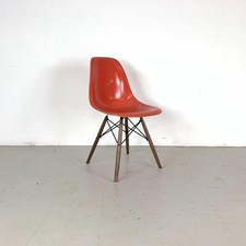 Vintage Herman Miller Per Eames Dsw Sedia Noce Perno Base 50s 60s Corallo Orange