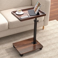 C Table End Table Adjustable Height, 360°Swivel TV Tray Table for Small Spaces,