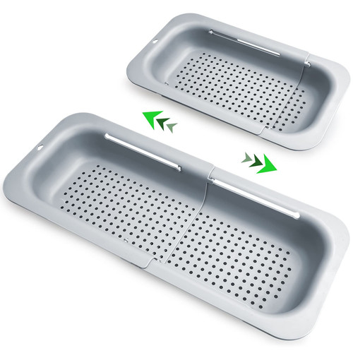 Extendable Colander Strainer Over the Sink, Retractable Kitchen Sink Basket t...