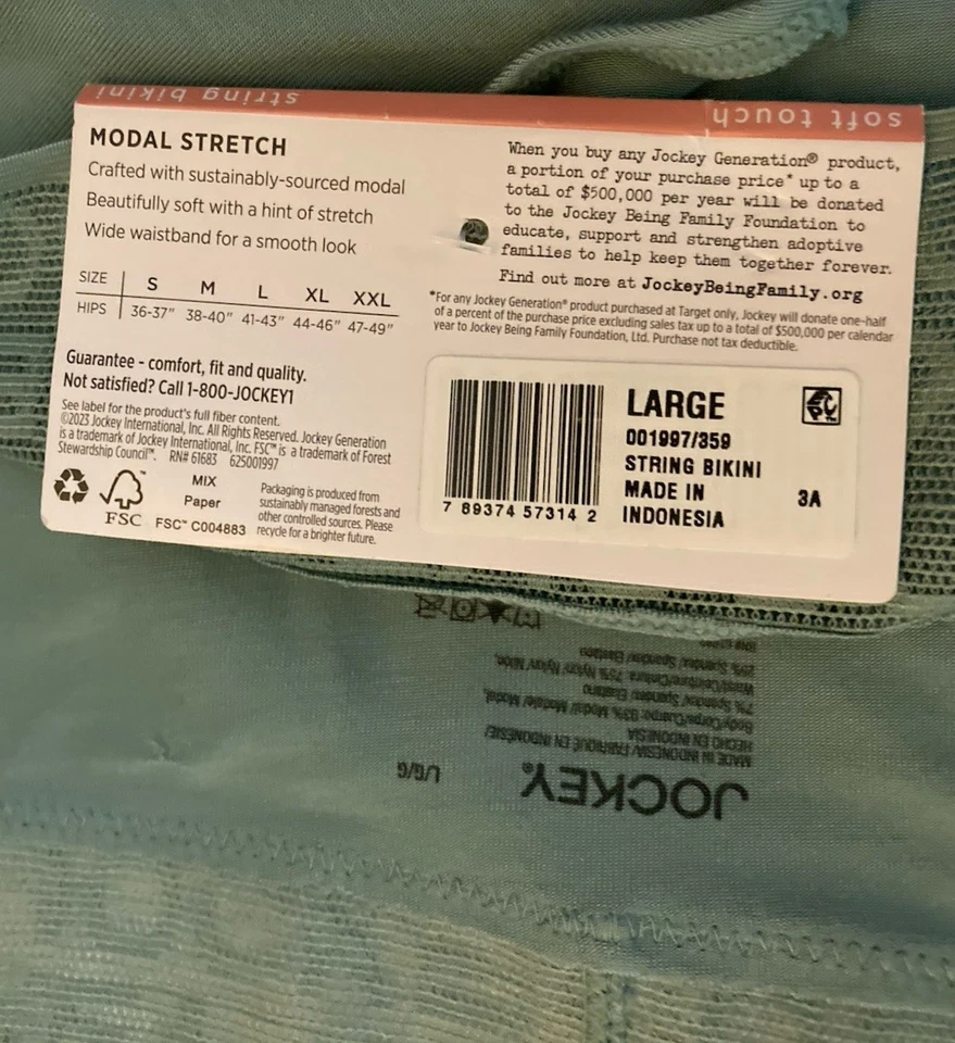 AUDEN & JOCKEY Calzoncillos Lote/4 Bikinis Ropa Interior Verde Rosa Desnudo Blanco L 12-14 NUEVO Foto 4 de 4