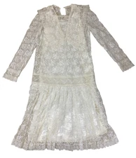 Vintage Gunne Sax Dress White Lace Prairie Wedding Size 12 McClintock Retro 70s