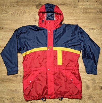 Vintage 90s HELLY HANSEN Sailing Jacket Colorblock Navy Red Yellow Mens L Retro