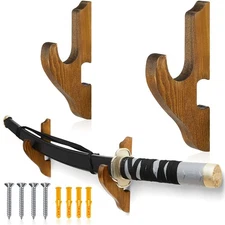 2 Pcs Sword Wall Mount Sword Holder Katana Stand 1 Tier Hanger Adjustable Woo...