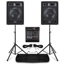 Max SP15 PA System for Band - 15" Speakers, Mixer Amplifier & Stands