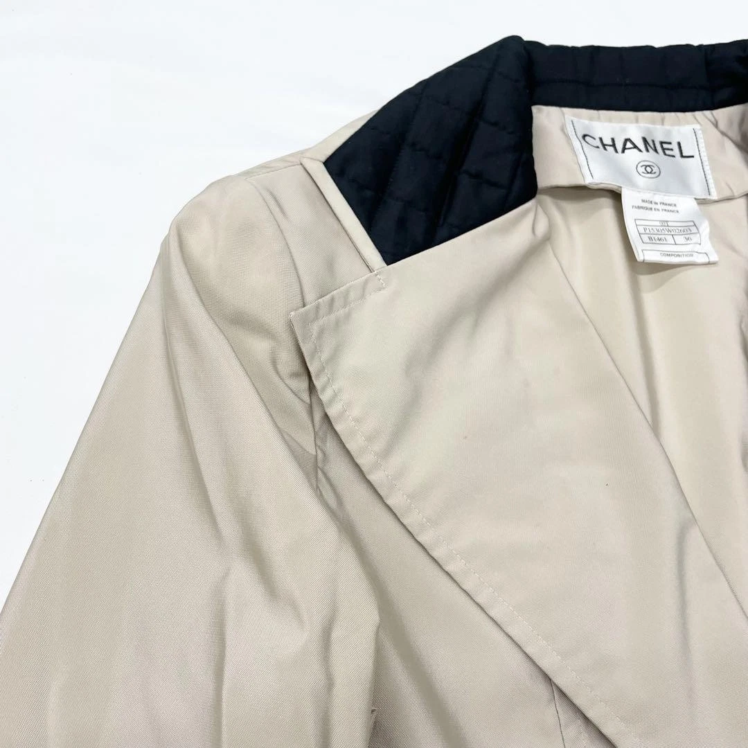 CHANEL Giacca Bottone Coco Beige Bicolore 36