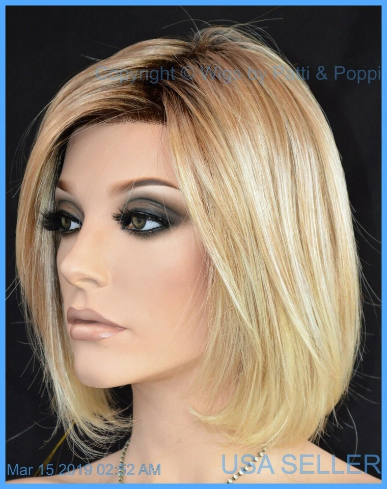 ПАРИК Kristen Jon Renau КРУЖЕВНОЙ СПЕРЕДИ 27T613S8 HOT SASSY ПОТРЯСАЮЩИЙ УКОРЕНИВШИЙСЯ БЛОНДИН БОБ - Изображение 4 из 4