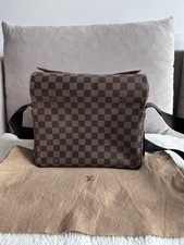 Louis Vuitton Damier Ebene Brown Canvas Leather Small Shoulder Bag Dust Bag