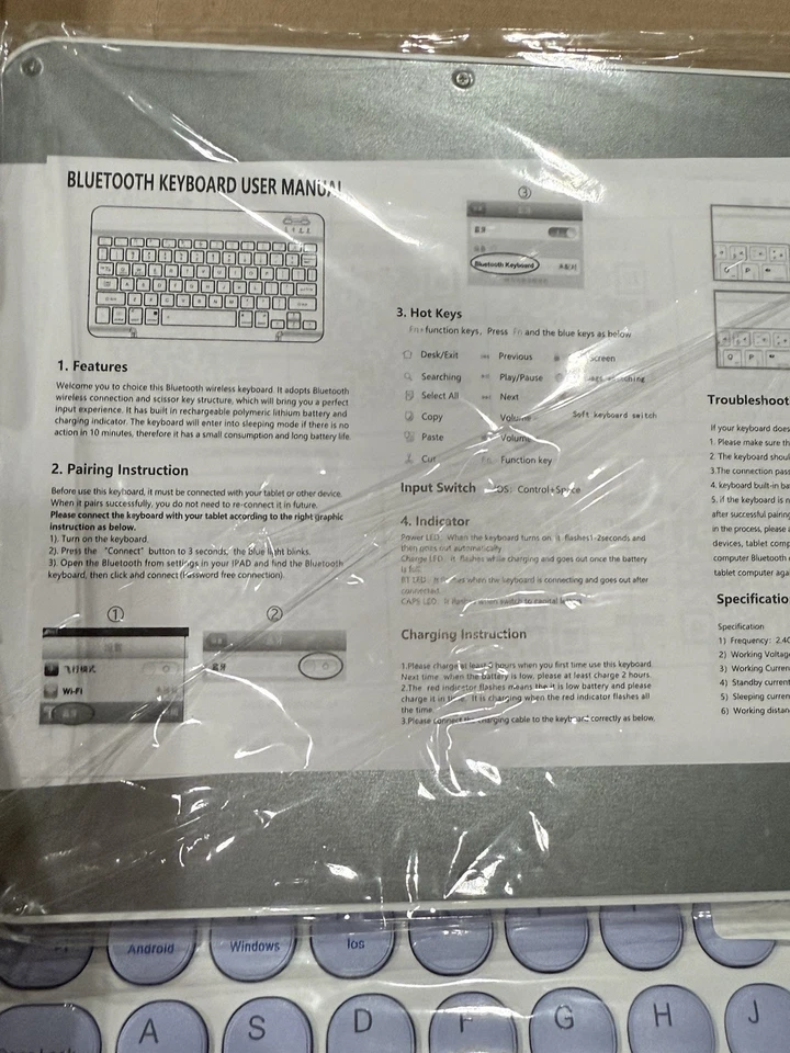 Bluetooth Keyboard & Mouse Combo Rechargeable Portable Wireless Apple Purple - Image 4 of 4