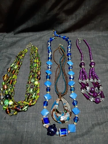Glass Beaded Necklace Lot Vintage Costume Jewelry Forester