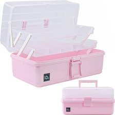 13 Inch Art Craft Organizer Storage Box with 3 Layer, Multipurpose Plastic Tool