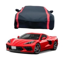 Car Cover Fit for C-orvette C8 Stingray Z51 Z06 E-Ray 2020-2025 Black Red Strip