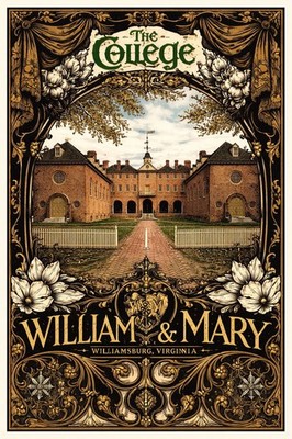 William & Mary College Poster   - 24x36  - Premium Gallery Print 200GSM Paper