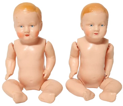 2 alte antiken Puppen Baby Püppchen Puppe Puppenbaby Junge Bub 14cm Babypuppen - Bild 1 von 4