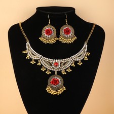 Women Evening Party Jewelry Sets Choker Necklace Pendant Earring Gift Accessory