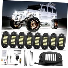 8 Pods White Rock Light Kit with Wired Switch - 6500K Pure 8 Pods with Wire Set