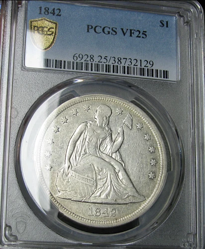 1842 Seated Liberty Dollar Coin ---- PCGS VF-25 Graded Coin ---- #531C