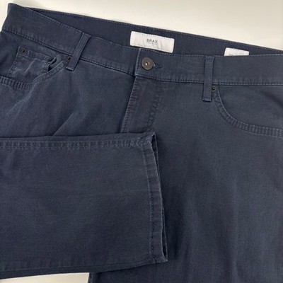 Brax Men Chuck Modern Fit Hi-Flex Pants 36x34 Navy Blue Stretch Chino Minimalist