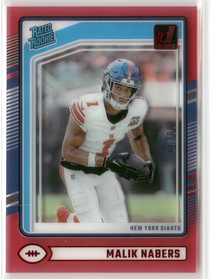 2024 CLEARLY DONRUSS MALIK NABERS RATED ROOKIE RED GIANTS RC /99 #55