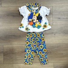Vintage Disney Baby Minnie Mouse Sunflower Floral Top  Pants Set-12 Months