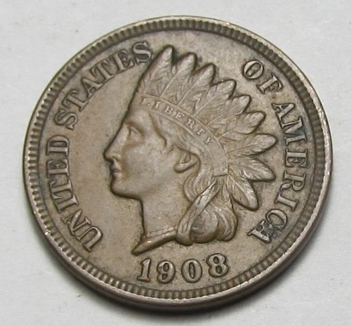 1908 INDIAN HEAD CENT,STRONG LIBERTY,4 DIAMONDS, VERY NICE UNCIRCULATED COIN(A6)
