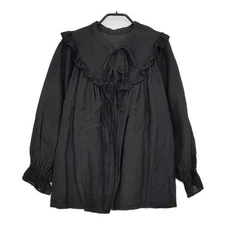 nest Robe Linen x Voile 2-Way Ruffle 01234-1453 Blouse shirt black 5-0702M∞