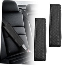 2PCS Universal Car Safety Belt Cover Pad, Breathable Leather Shoulder Black
