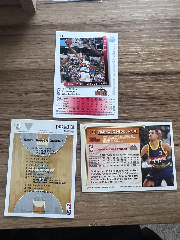 1993-94 Mahmoud Abdul-Rauf-Upper Deck  #44- Denver Nuggets *3 CARDS* - Image 2 of 2