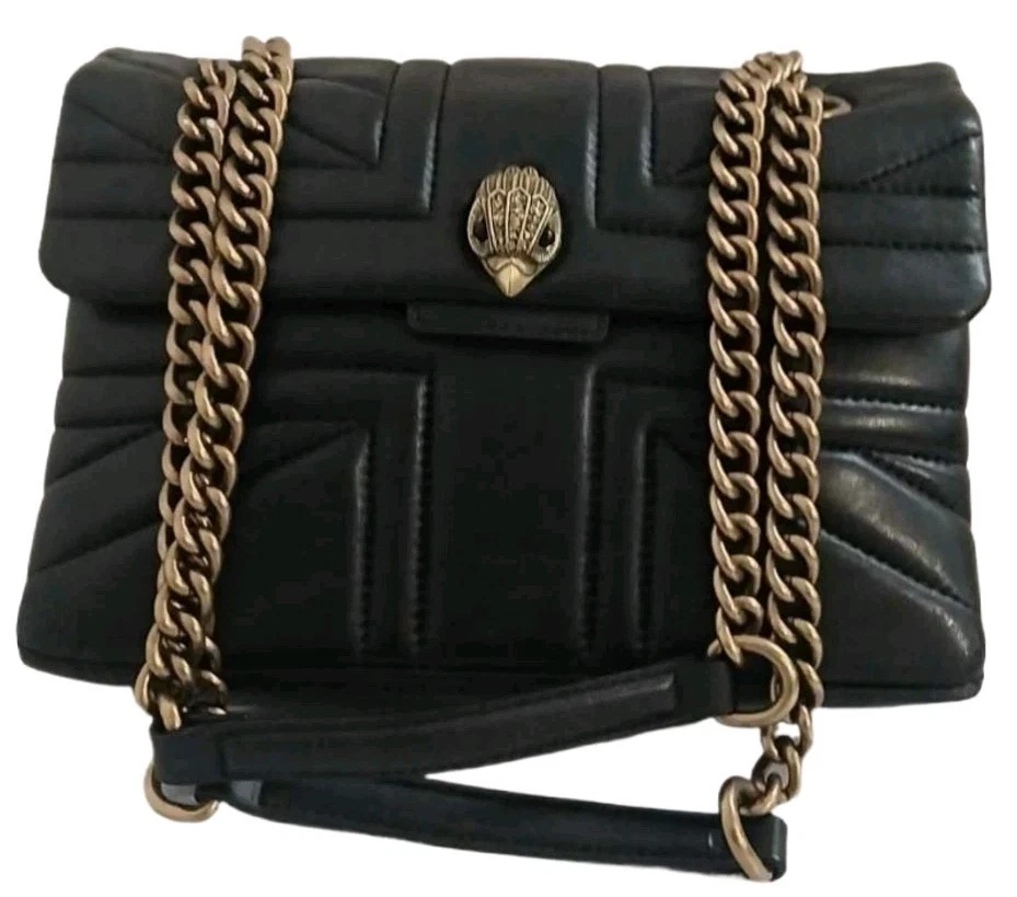 Kurt Geiger Black Leather Medium Satchel Crossbody Bag With Brass Hardware - Image 2 of 4
