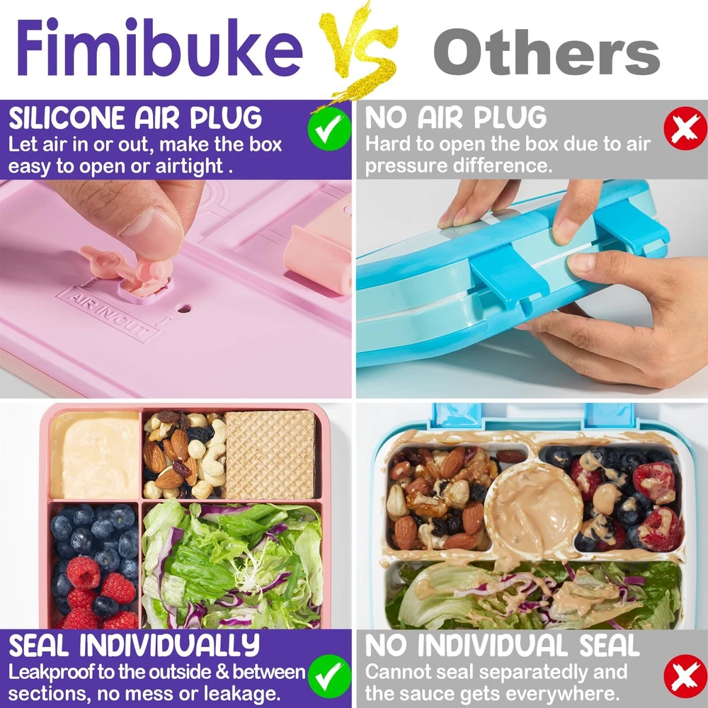 Leak Proof Kids Bento Lunch Box with 4 Compartments BPA Free