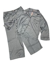 NWT Women's XL Victoria's Secret Glazed Satin Long Pajama Set - HTF STAR PATTERN