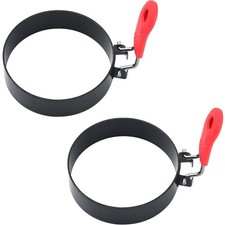 2 Piece Egg Ring Mold Set, 3.5 Inch Stainless Steel Round Shape for Camping