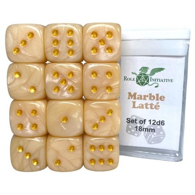 Role 4 Initiative Marble Latte 18Mm D6 Dice Set 12 Pieces