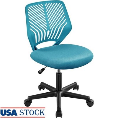 Mid Back Armless Task Chair Adjustable Height Lumbar Support Swivel Small Space