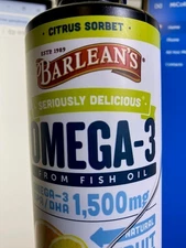 **BRAND NEW **BARLEANS OMEGA 3 CITRUS SORBET 16 OZ EXP 3/26