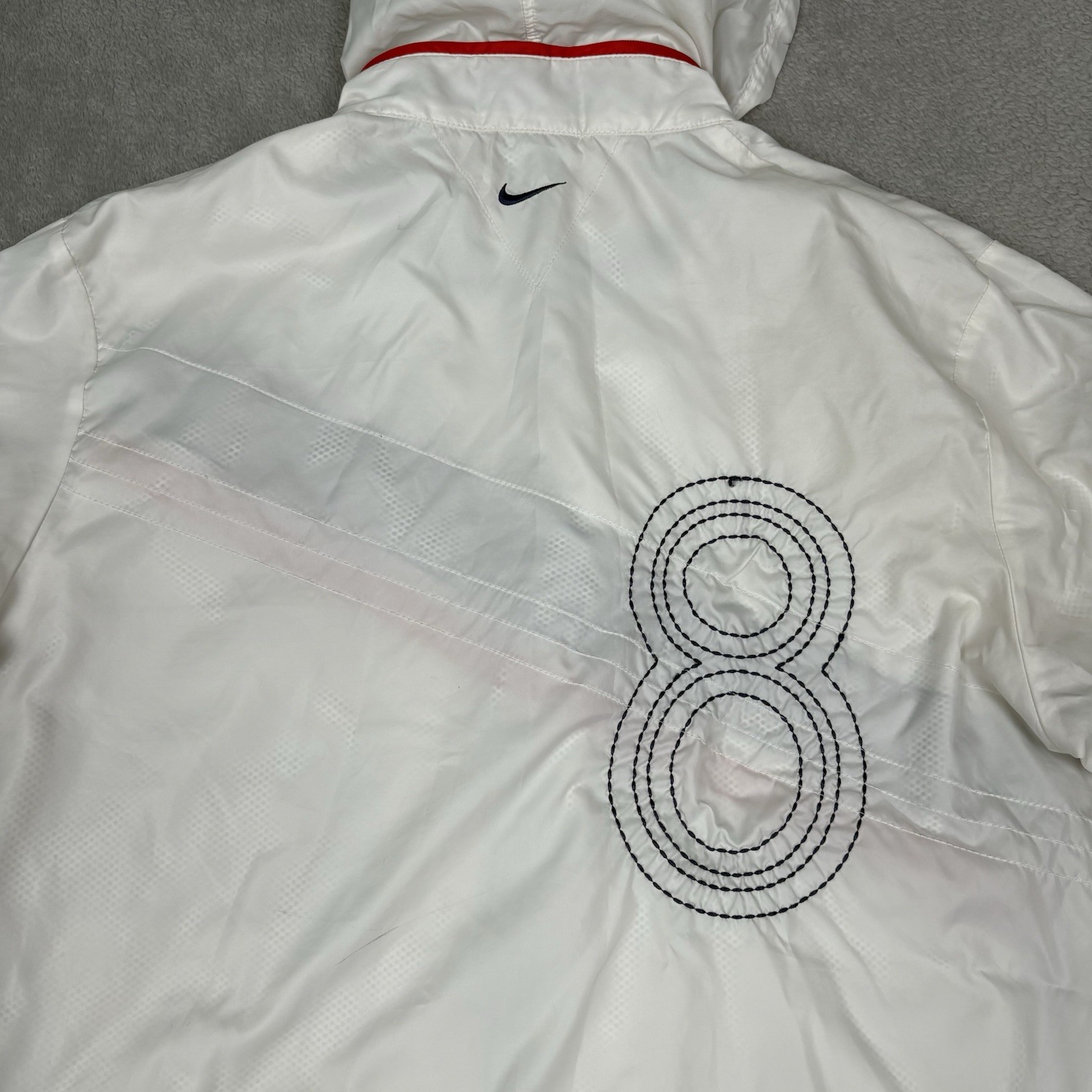 SACAI X NIKE Giacca Nike vintage donna grande bianca pista giacca a vento cappotto foderato full zip Y2K