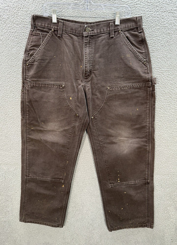 Vintage Carhartt Pants Mens 36x30 Brown Canvas Carpenter Double Knee B136 DKB - Image 1