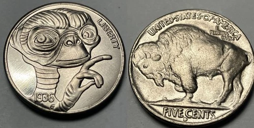 HOBO NICKEL COIN E T PHONE HOME ALIEN EXTRATERRESTRIAL BUFFALO GIFT FREE SHIPPIN